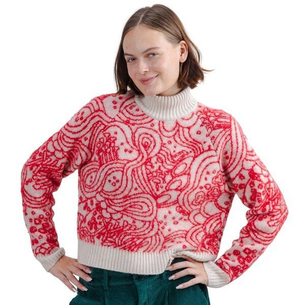 Brava Fabrics Strickpullover Noodles Jacquard Ecru von Brava Fabrics