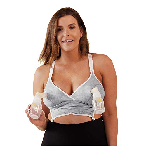 BRAVADO! DESIGNS Damen All-in-One Hands-Free Original Pump- und Still-BH aus Baumwoll-Modal - Grau - L BRAVADO! DESIGNS Damen All-in-One Hands-Free Original Pump- und Still-BH aus Baumwoll-Modal - Grau - L von Bravado Designs