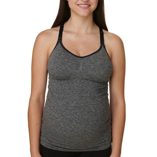 Bravado! Basics Damen Nahtloses Still-Tanktop Cami zum Stillen mit verstellbaren Trägern, S-XXL, Dunkelgrau meliert, Groß von Bravado Designs