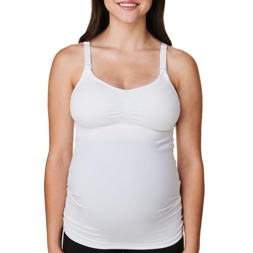 Bravado! Basics Damen Nahtloses Still-Tanktop Cami zum Stillen mit verstellbaren Trägern, S-XXL, Weiss/opulenter Garten, X-Groß von Bravado Designs