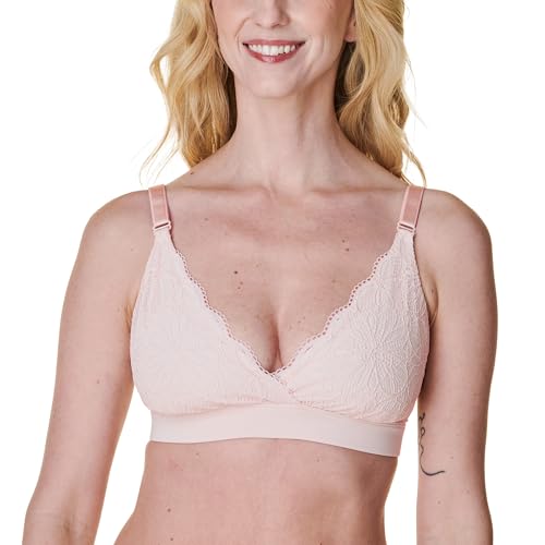Bravado Designs Damen Ballett Still-BH zum Stillen Drahtloser Schlaf Umstands-BH, Kreiderosa – Spitze, M von Bravado Designs