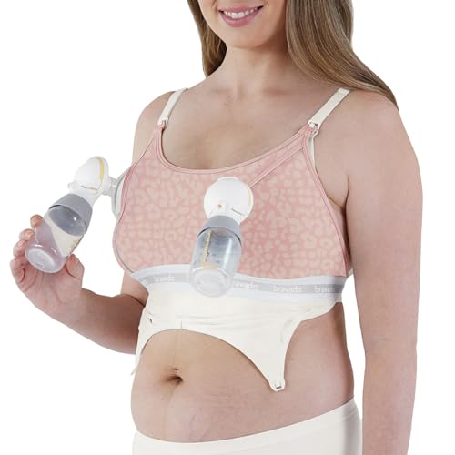 Bravado! Designs Damen Women's Maternity Clip and Pump Hands-Free Nursing Bra Accessory, Pi BH, Pink Leopard, XL von Bravado Designs