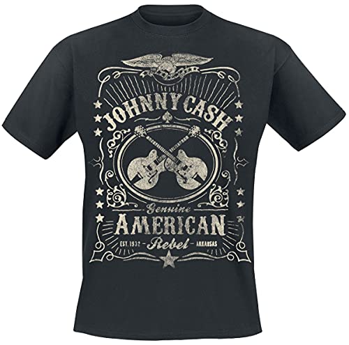 Johnny Cash American Rebel Männer T-Shirt schwarz M 100% Baumwolle Band-Merch, Bands von Bravado