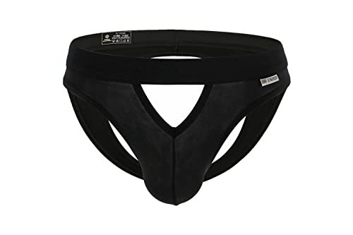 BRAVE PERSON 1 Pack Herren Jock Strap Unterwäsche Exotic Assless Slip Jockstrap Athletic Supporter, Schwarz 2, X-Large von Brave Person