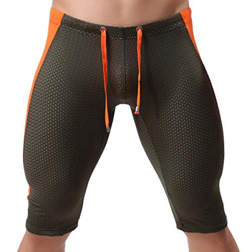 BRAVE PERSON Herren Durchsichtig Funktionsunterwäsche Stringbody Sport Unterhose Sporthose Größe XL - Geün von Brave Person