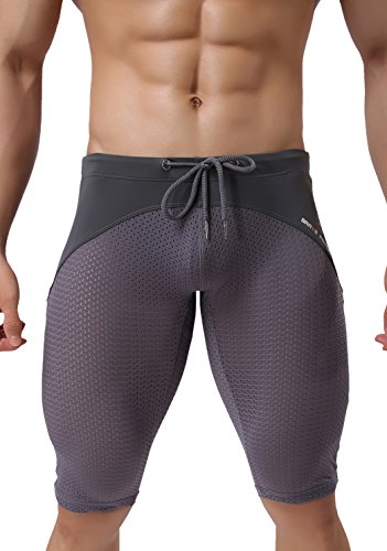BRAVE PERSON Herren Mode Atmungsaktiv Mesh Elastisch Training Shorts Swim Trunks Beach Pants 2240, grau, Medium von Brave Person