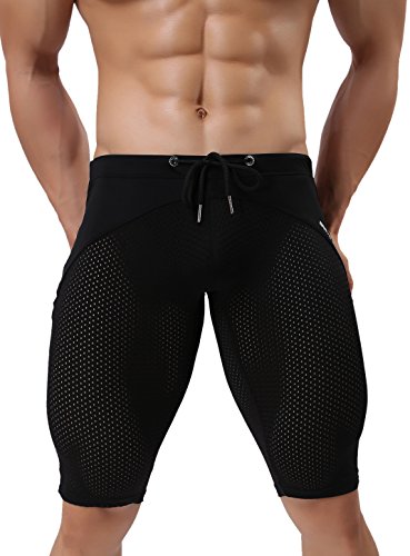 BRAVE PERSON Herren Mode Atmungsaktive Mesh Elastische Trainingsshorts Badehose Strandhose 2240 - Braun - Groß von Brave Person