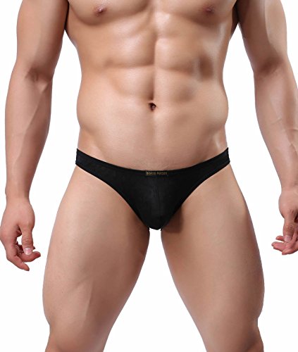 BRAVE PERSON Sexy Breathable Gaze Fabric Printing Briefs Herren Bikini Unterwäsche B1124, schwarz, X-Large von Brave Person