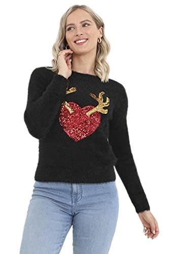 BRAVE SOUL Damen LKX555RENHEARTA Pullover, Schwarz, XS von Brave Soul