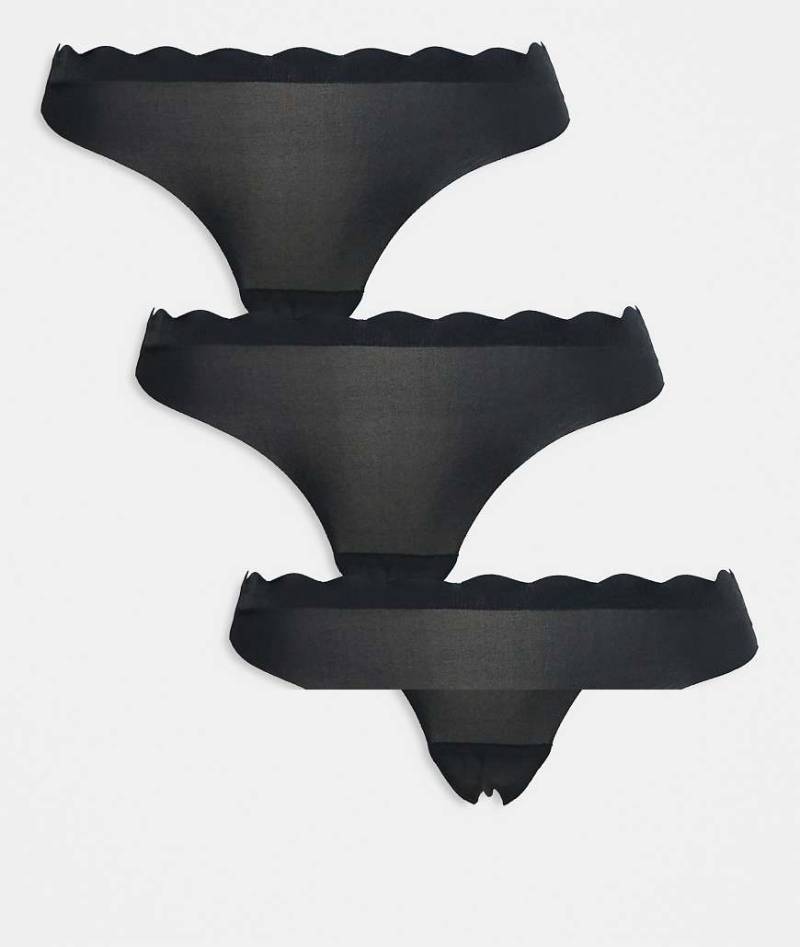 Brave Soul - 3er-Pack Tangas aus Mikrofaser in Schwarz mit Bogenkante von Brave Soul