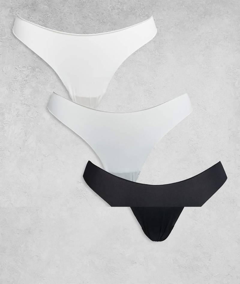 Brave Soul - 3er-Pack nahtlose Tangas in Schwarz, Grau und Weiß-Bunt von Brave Soul