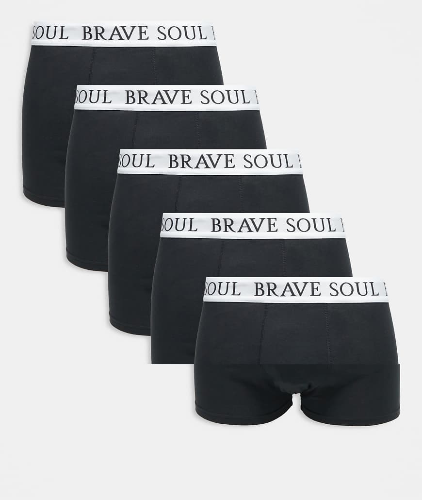 Brave Soul - 5er-Pack Boxershorts in Schwarz mit Logo-Bund von Brave Soul