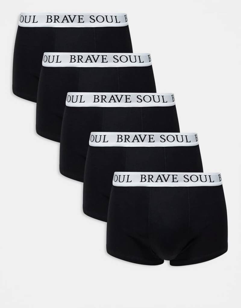 Brave Soul - 5er-Pack Boxershorts in Schwarz mit Logo-Bund von Brave Soul