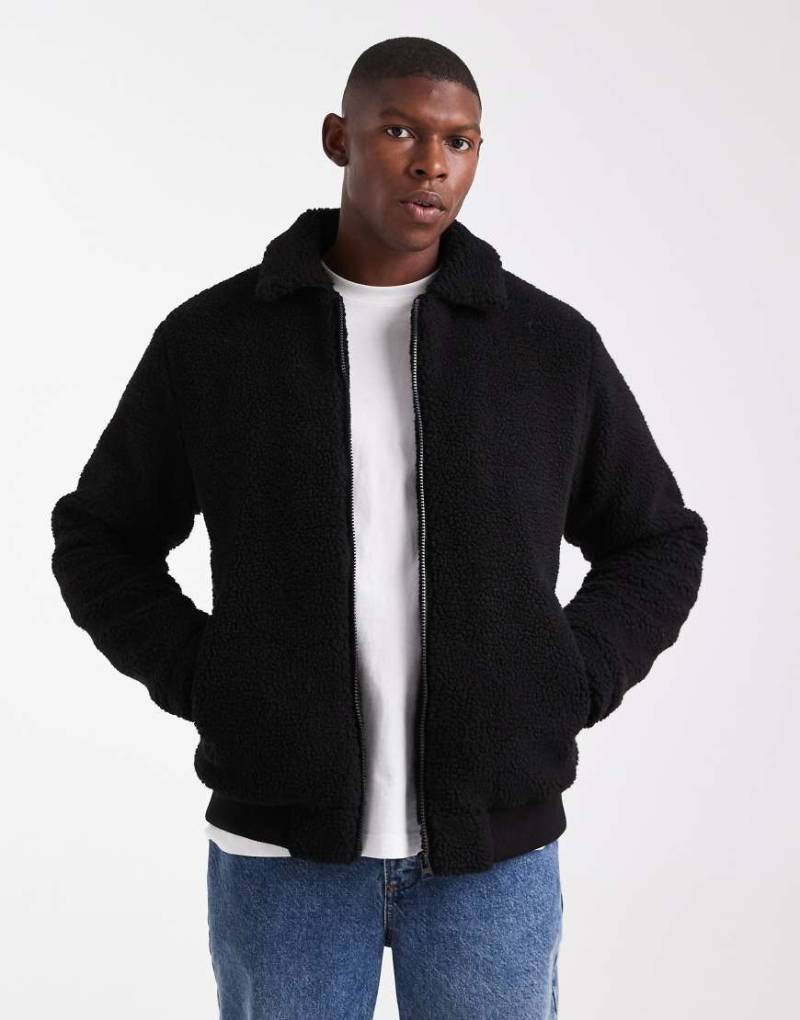 Brave Soul - Bomberjacke aus Teddyfell in Schwarz von Brave Soul