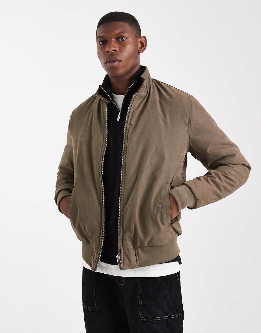 Brave Soul - Bomberjacke in Khaki mit Reißverschluss-Grün von Brave Soul