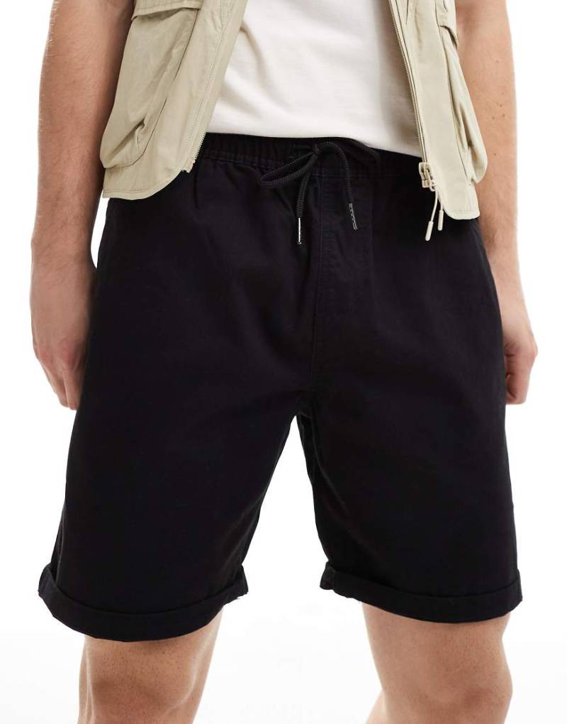 Brave Soul - Chino-Shorts in Schwarz mit elastischem Bund von Brave Soul