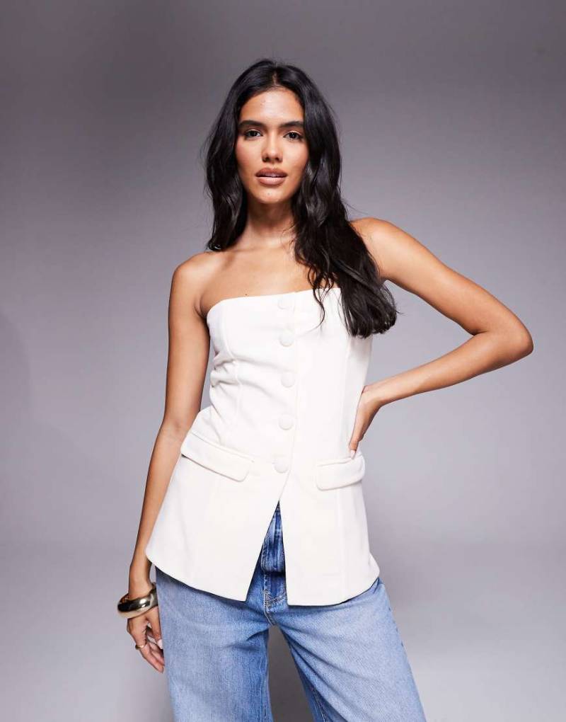 Brave Soul - Elegante Bandeau-Weste in Creme-Weiß von Brave Soul