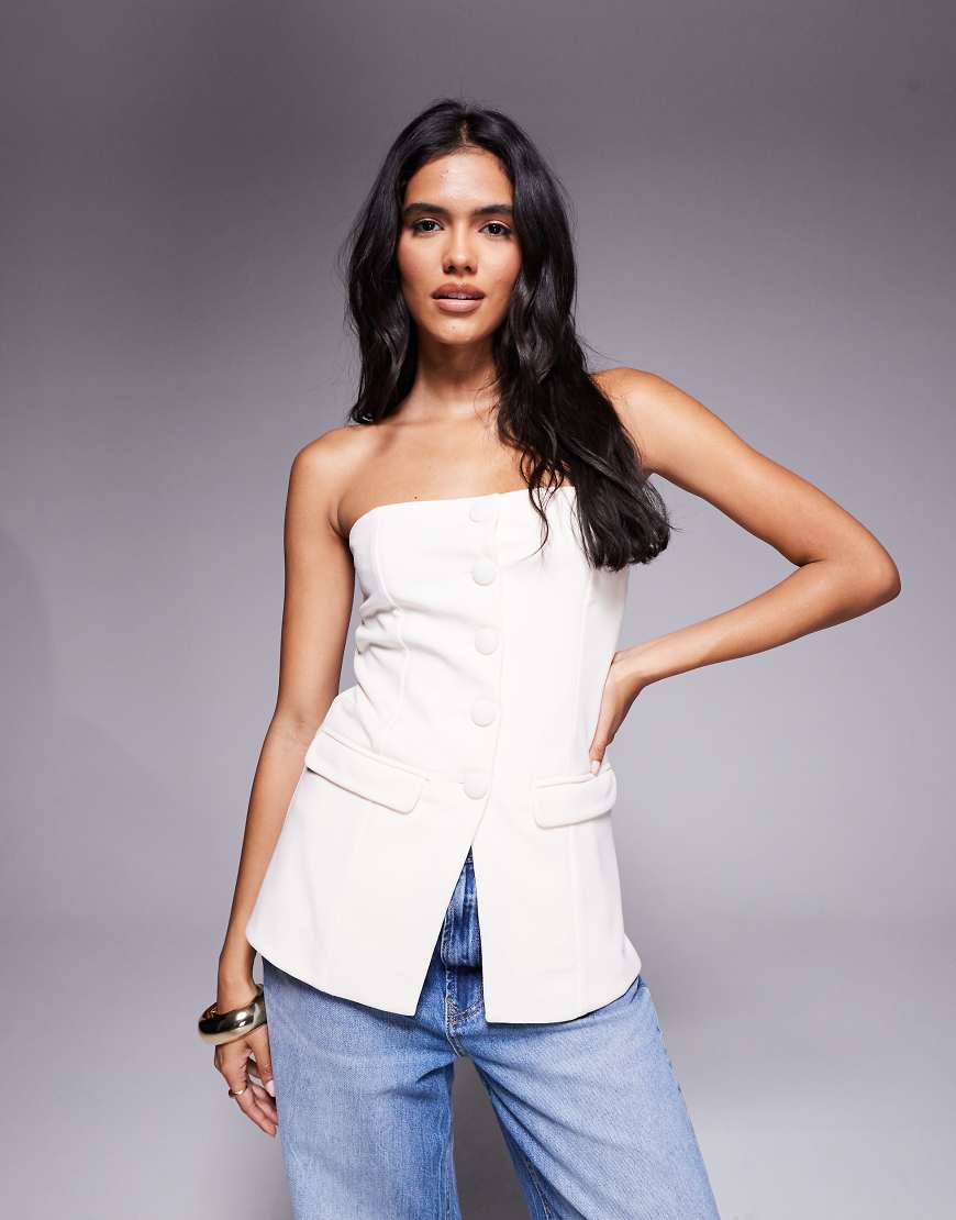 Brave Soul - Elegante Bandeau-Weste in Creme-Weiß von Brave Soul