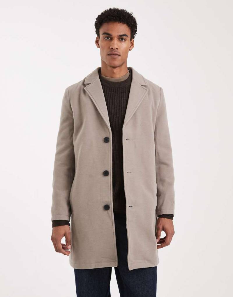 Brave Soul - Elegante Jacke in Beige mit Knopfleiste-Neutral von Brave Soul