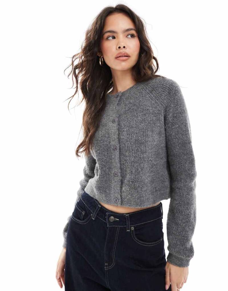 Brave Soul - Fischerrippen-Strickjacke in Anthrazit-Grau von Brave Soul