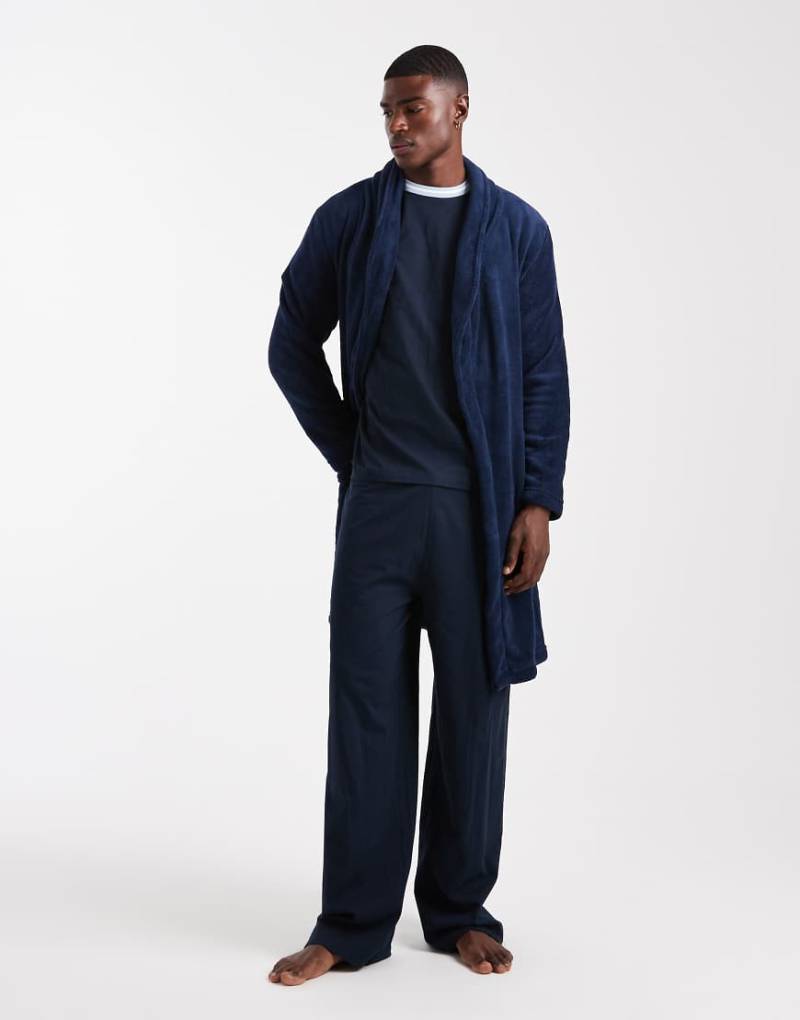 Brave Soul - Flauschiger Bademantel in Marineblau von Brave Soul