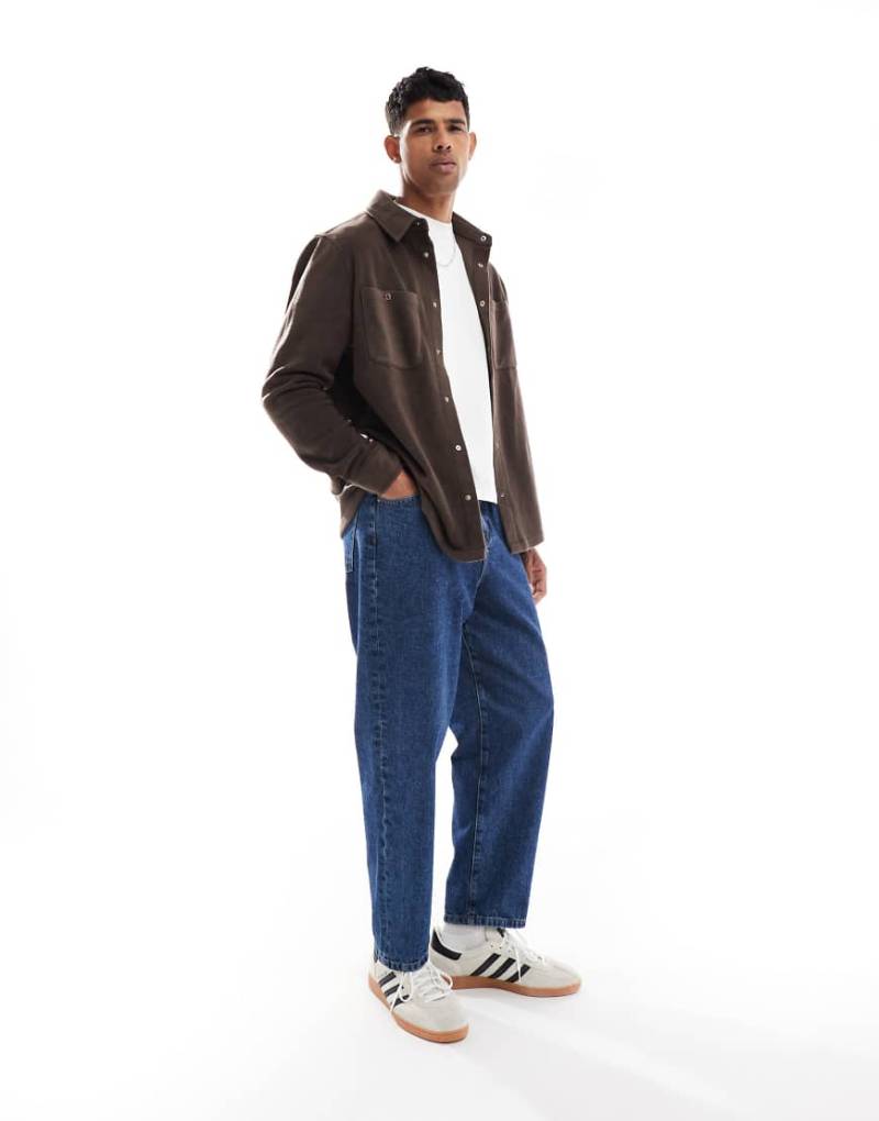 Brave Soul - Fleece-Hemdjacke in Schokobraun von Brave Soul