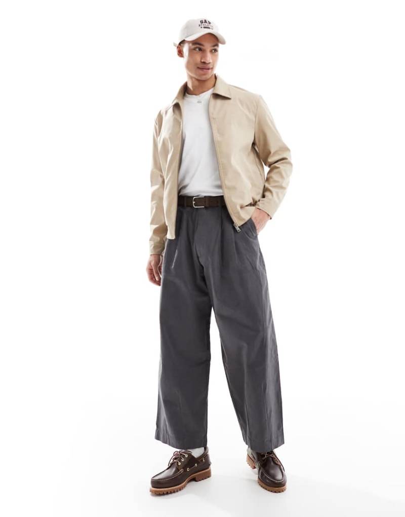 Brave Soul - Harrington-Jacke in Beige mit Reißverschluss vorne-Neutral von Brave Soul