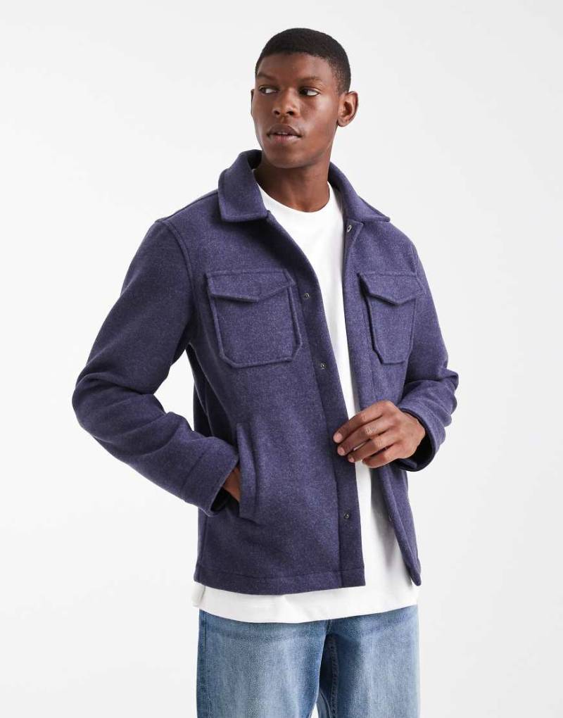 Brave Soul - Hemdjacke in Marineblau mit Knopfleiste von Brave Soul