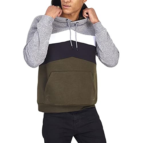 Brave Soul Herren Arrow Colorblock Hoodie Kapuze Kängurutasche grau Melange, Gr:L von Brave Soul