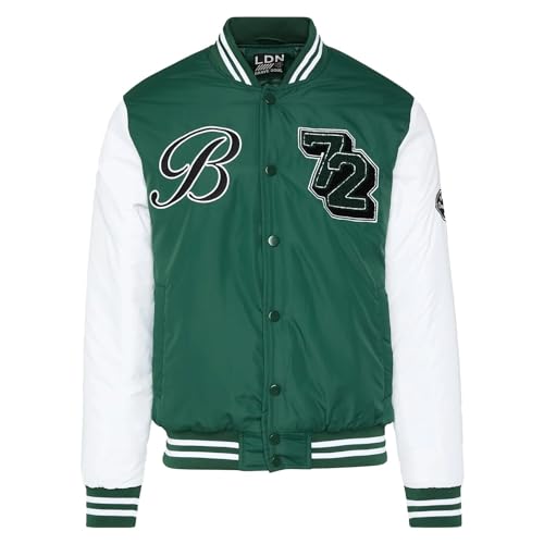 Brave Soul Herren-Baseballjacke Brody mit Knopfleiste, Grün / Weiß, S von Brave Soul