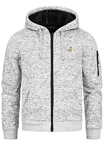 Brave Soul Herren Melange Zip-Hoodie Sweat Jacke Kapuze 2-Pockets Chest Embro, hell grau, Gr:M von Brave Soul