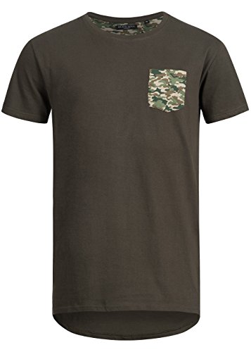 Brave Soul Herren T-Shirt mit Brusttasche, Longer Fit, Olive/camo, M von Brave Soul