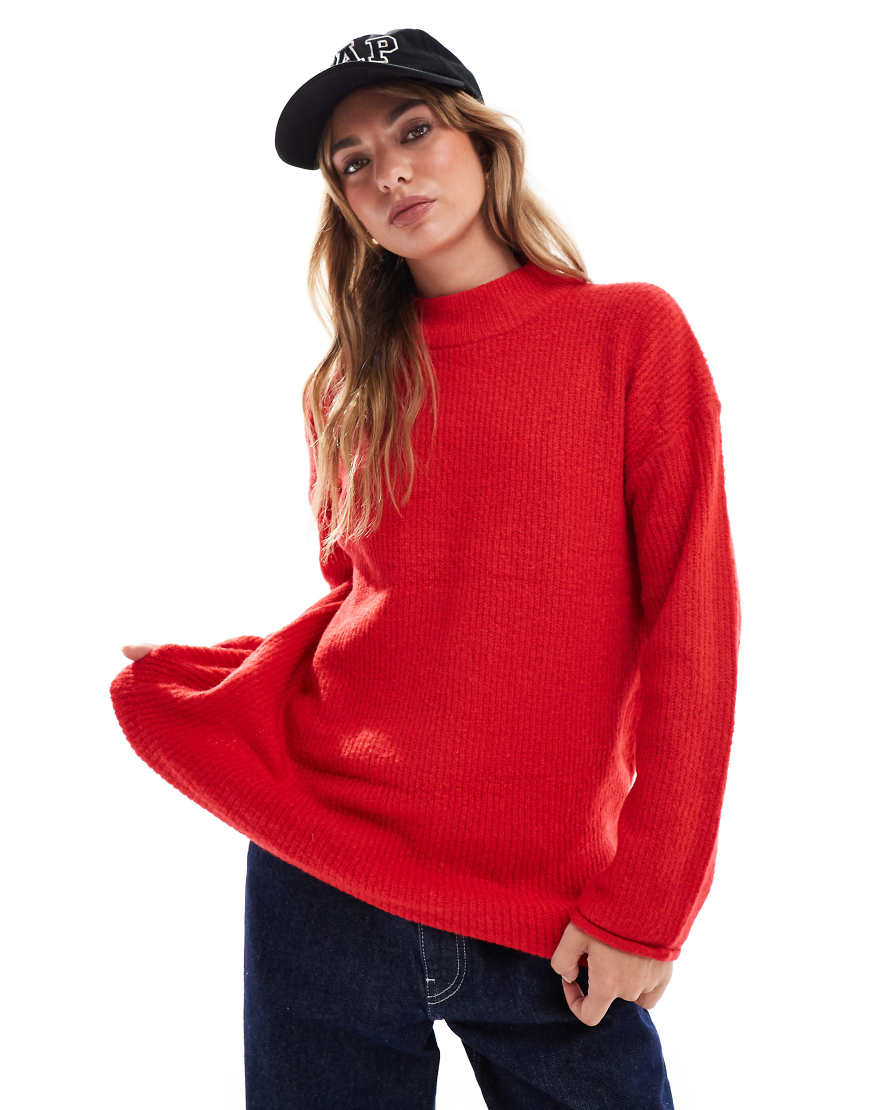 Brave Soul - Hochgeschlossener Strickpullover in Rot von Brave Soul