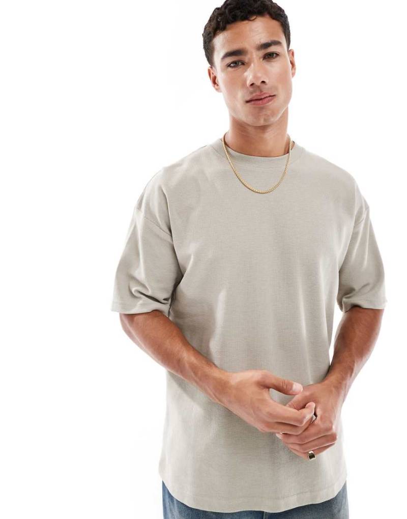 Brave Soul - Hochgeschlossenes Oversize-T-Shirt in Steinbeige-Neutral von Brave Soul