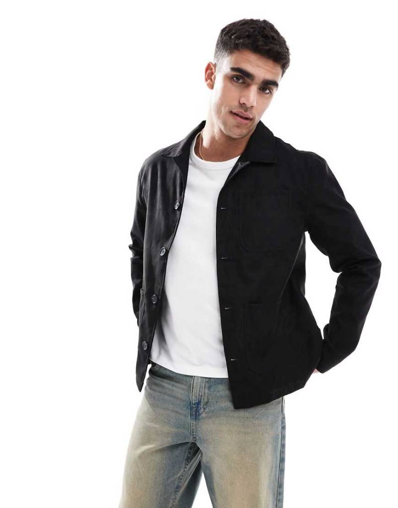 Brave Soul - Jacke in Schwarz mit Knopfleiste und Kragen von Brave Soul