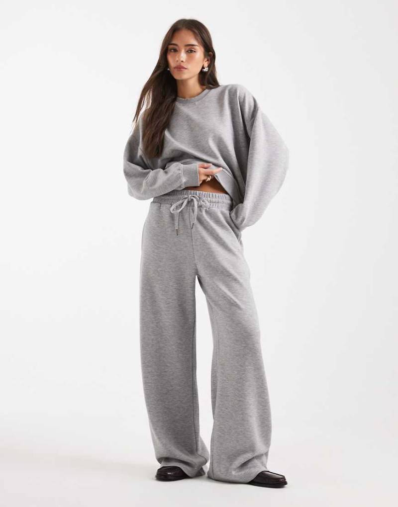 Brave Soul - Jogginghose mit geradem Bein in meliertem Grau aus neoprenartigem Material von Brave Soul