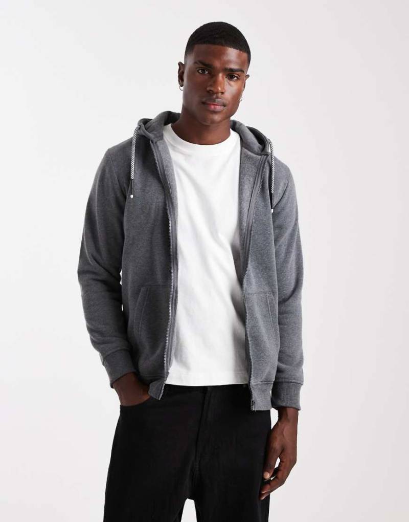 Brave Soul - Kapuzenjacke in Anthrazit mit Kordelzug-Grau von Brave Soul