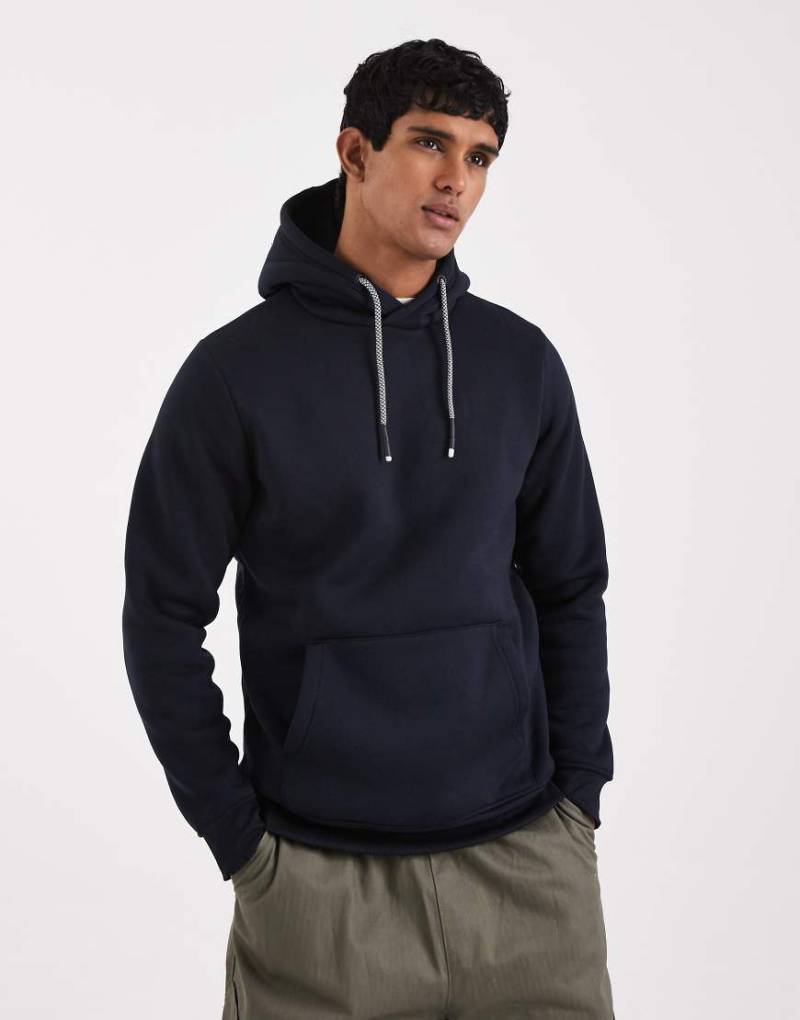 Brave Soul - Kapuzenpullover in Marineblau mit kontrastierendem Kordelzug von Brave Soul