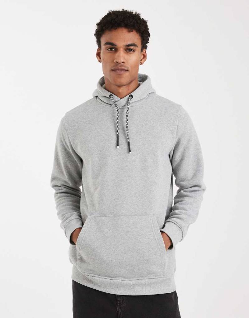 Brave Soul - Kapuzenpullover in meliertem Grau mit kontrastierendem Kordelzug von Brave Soul