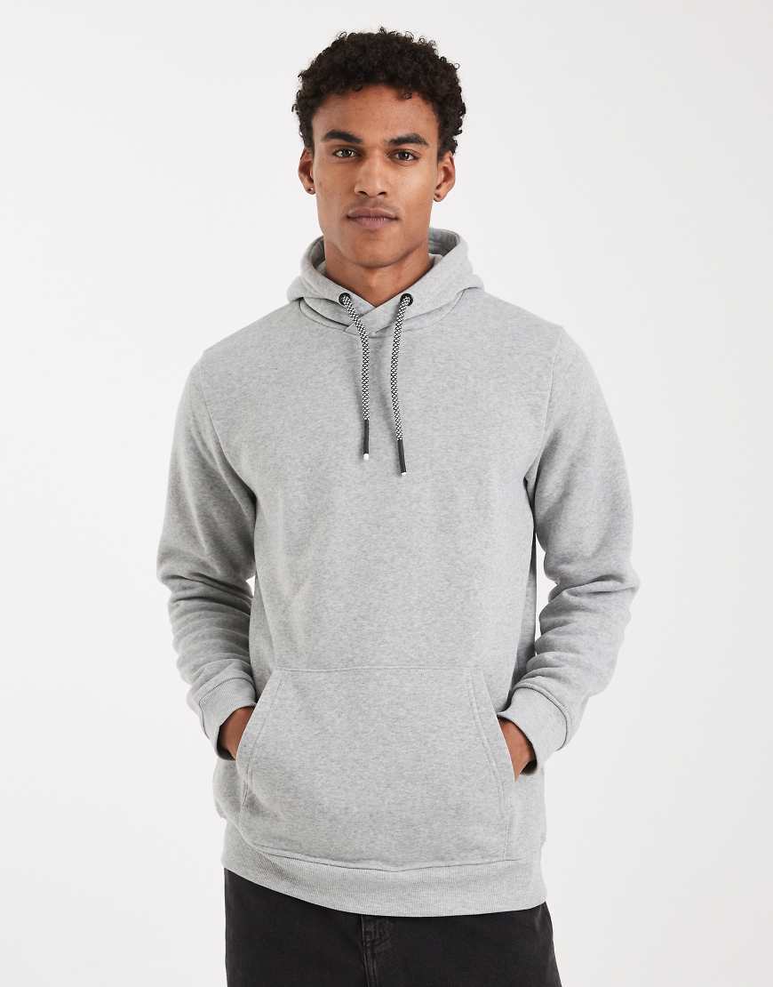 Brave Soul - Kapuzenpullover in meliertem Grau mit kontrastierendem Kordelzug von Brave Soul