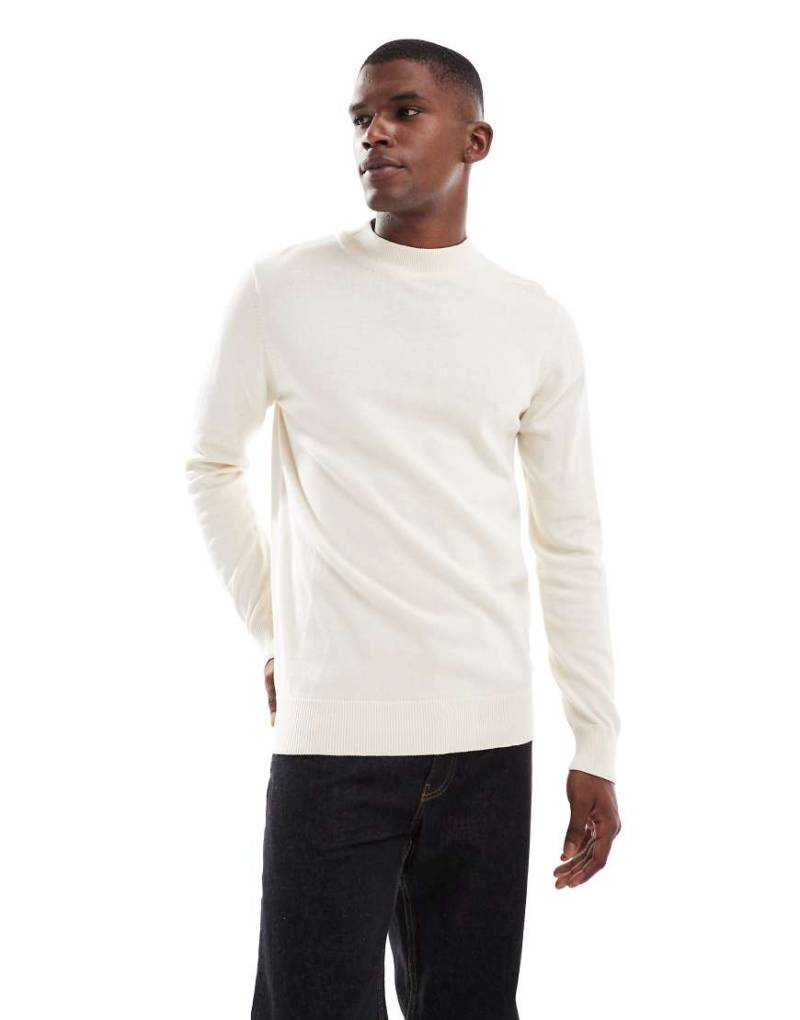 Brave Soul - Hochgeschlossener Pullover in Cremeweiß mit körperbetontem Schnitt-Neutral von Brave Soul