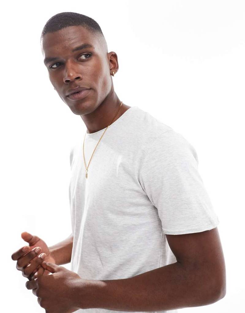 Brave Soul - Kurzärmliges T-Shirt in Ecru mit unversäuberten Kanten-Weiß von Brave Soul