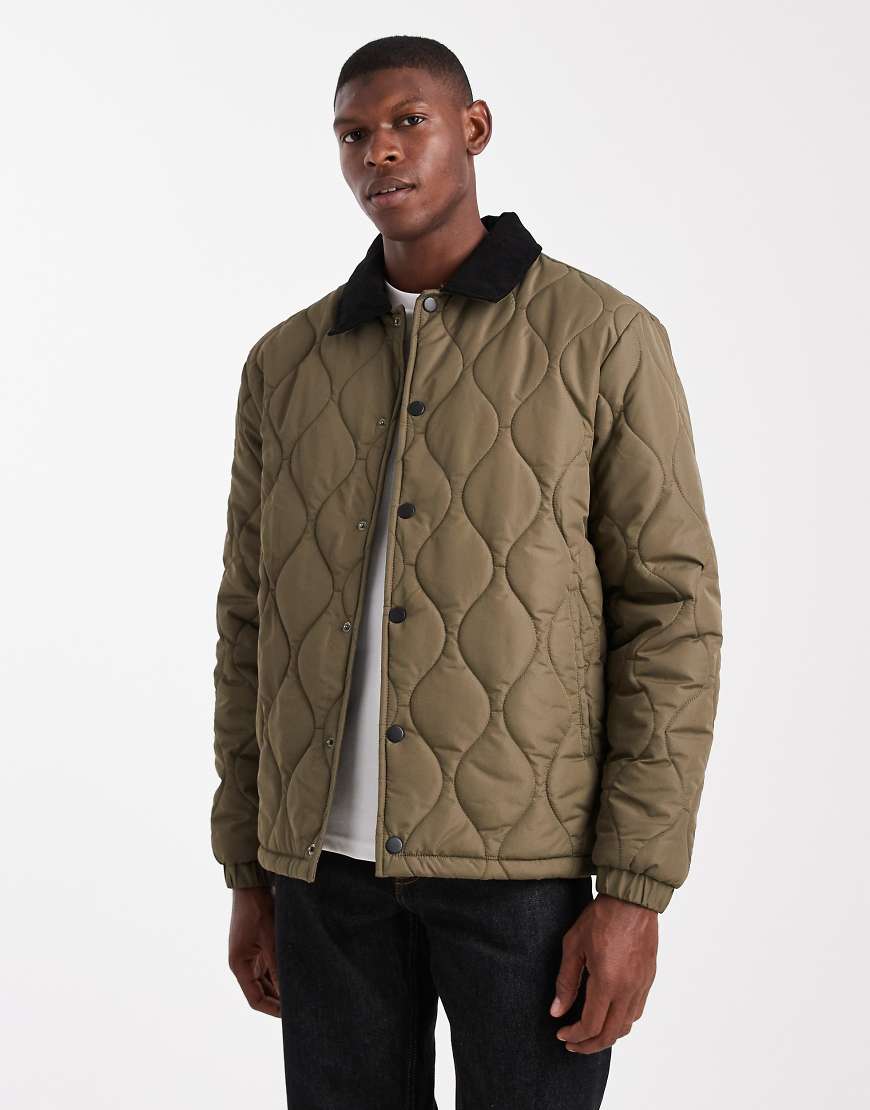 Brave Soul - Kurze Steppjacke in Khaki mit Kragen-Grün von Brave Soul