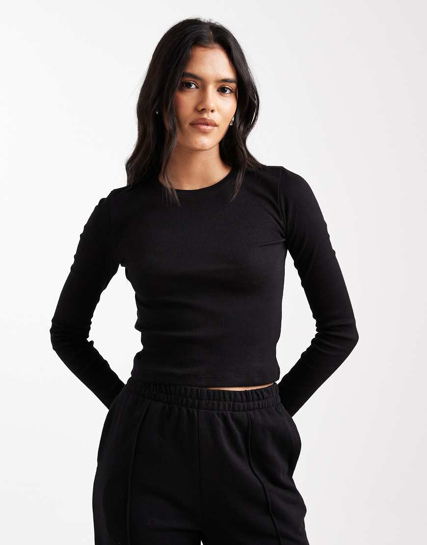 Brave Soul - Langärmliges Shirt aus Baumwolle in Schwarz von Brave Soul