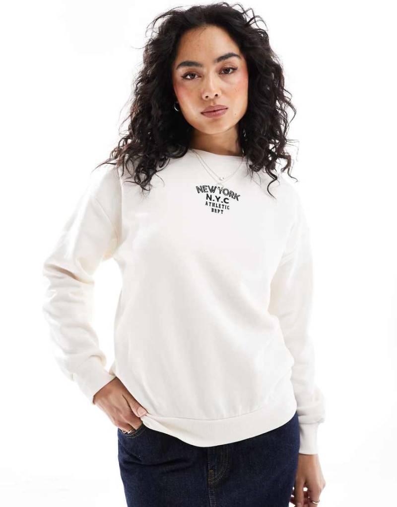 Brave Soul - Langärmliges Sweatshirt in Creme-Weiß von Brave Soul