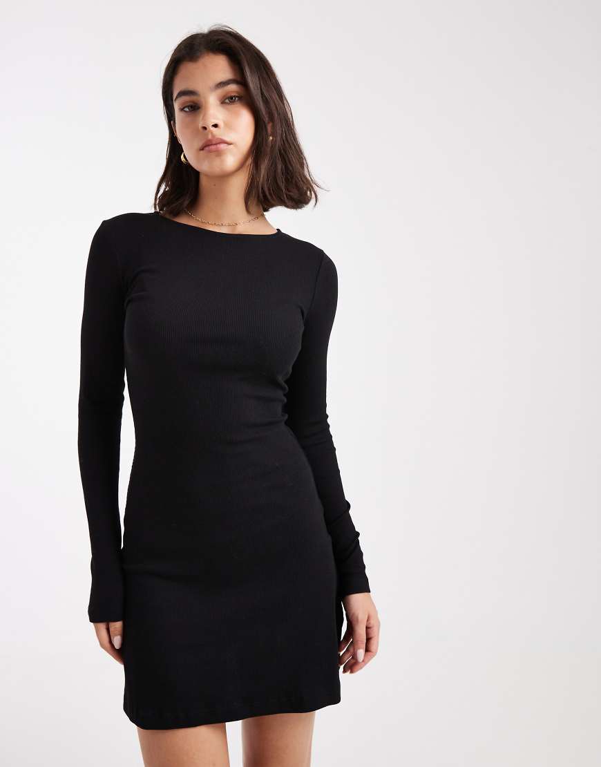 Brave Soul - Langärmliges Minikleid aus Jersey in Schwarz mit Puffärmeln von Brave Soul