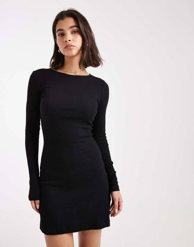 Brave Soul - Langärmliges Minikleid aus Jersey in Schwarz mit Puffärmeln von Brave Soul