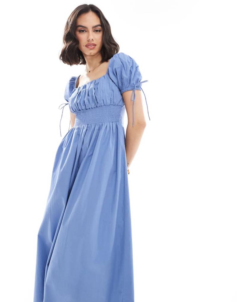 Brave Soul - Milchmädchen-Kleid in Blau mit Puffärmeln von Brave Soul