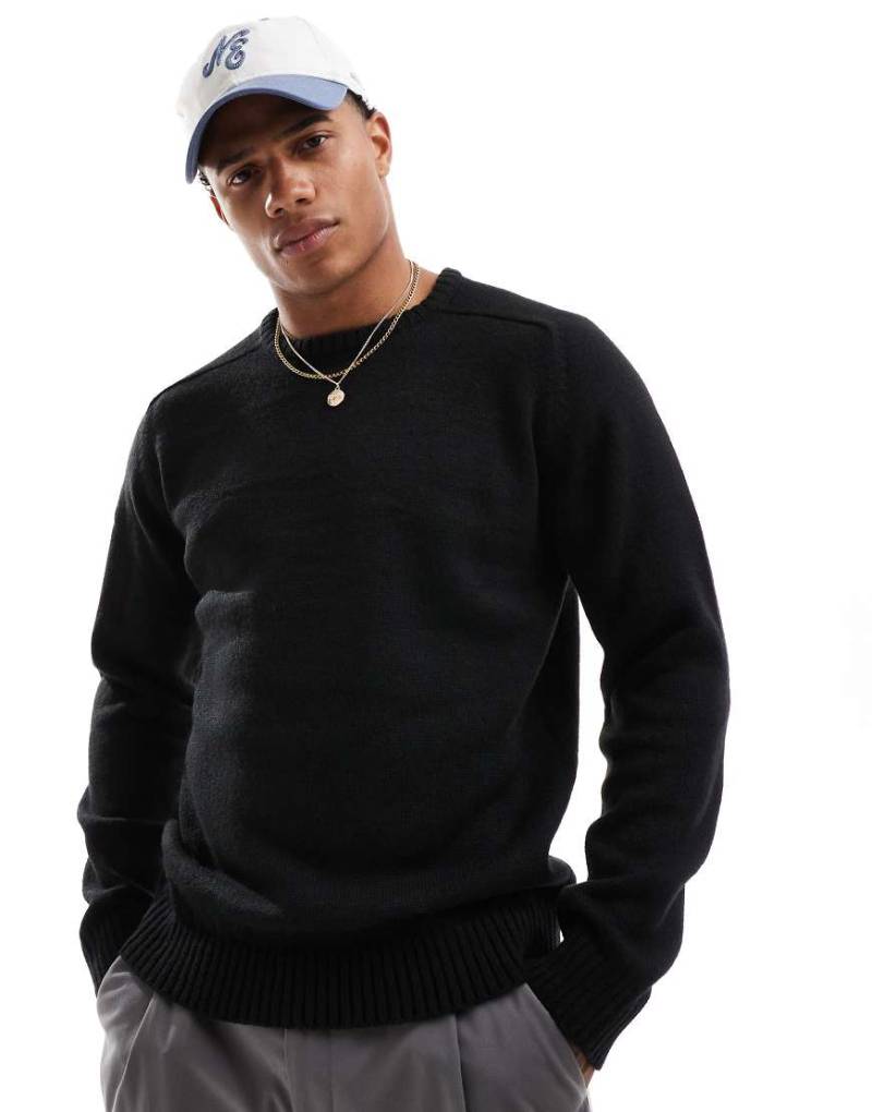 Brave Soul - Mittelschwerer Pullover in Schwarz mit Rundhalsausschnitt von Brave Soul