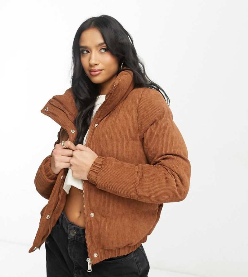 Brave Soul Petite - Slay - Steppjacke aus Cord in Hellbraun von Brave Soul